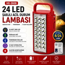 Airstorr HG-2608 24 LED Şarjlı Acil Durum Lambası 6000MAH Akülü Powerbank Özellikli Kamp Işıldağı