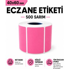 RULORULO 40X60 Pembe Renk Termal Eczane Etiketi 500’lü 1 Rulo Güçlü Yapışkan ve Net Baskı