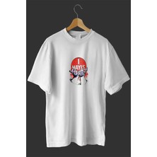 MidasTech 1 Mayıs Emek ve Dayanışma Günü Baskılı Oversize Bisiklet Yaka T-Shirt - Beyaz