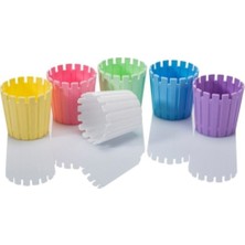 Empressco Renkli Mini Saksı 5’li Set, Poliwork Akasya Çit Modeli 420 ml