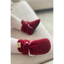 Pufien Organik Pamuk Astarlı, Bebek Ilk Adım Ayakkabısı, Kaydırmaz Taban, Bebek Pandufu, Kırmızı Patik