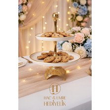 2 Katlı Kurabiye Standı | Katlı Kurabiyelik | Iki Katlı Lokumluk Ikramlık | Lüks Dekoratif Ikram Sunum Standı
