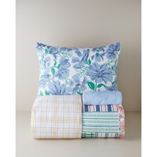 English Home Garden Patch Kolay Ütülenir Çarşaflı Tek Kişilik Nevresim Takımı 160X220 cm Mavi - Yeşil
