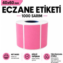 RULORULO 40X60 Pembe Renk Termal Eczane Etiketi 1000'LI 1 Adet Rulo