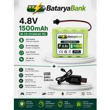 4.8V 1500MAH Oyuncak Araba Pili Bataryası + USB Şarj Cihazı Siyah Soketli Ni-Mh Şarjlı Batarya Seti