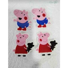 Trendikon Peppa Pig 4 Adet Büyük Boy Terlik Süsü 5 x 4.5cm Peppa