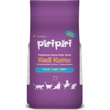 Pisi Pisi Pisipisi Topaklaşan Kalın Taneli Kedi Kumu 10Kg Bebek Pudralı Koku ile Hijyenik ve Doğal