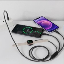 Bowie 3 in1 Apple watch +type-c lightning 3 lü 100w a kadar hızlı şarj kablosu aynı anda 3 cihaz