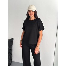 Gugus Kadın Modal Alt/üst Takım Kısa Kollu T-Shirt Bol Paça Eşofman Wide Lege Model