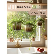 Empressco Alice Askılı Seramik Saksı, Karamel, 7X8CM, Şık ve Dayanıklı Tasarım
