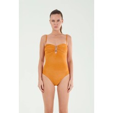 D Lingerie Orange Aksesuarlı Ince Askılı Mayo- DM12018