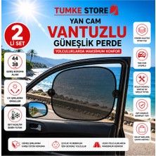 TUMKE Otomobil Yan Cam Güneş Önleyici Perde Pratik Katlanır Yan Cam Perdesi Vantuzlu Isı ve Uv Korumalı 2 Adet