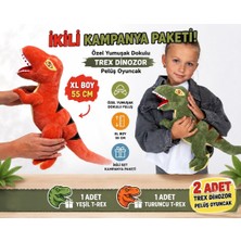 Elifeshop 2'li Xl T-Rex Dinozor Peluş Oyuncak Seti 55 cm Ithal Soft Kumaş Uyku Oyun Arkadaşı Çocuklara Hediye