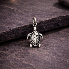 Ebrar Silver Gümüş Mini Kaplumbağa Kolye Ucu 925 Ayar Gümüş Küçük Boy Kaplumbağa Figürlü Unisex Kolye Ucu