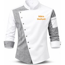 Mekaizen Chef Ceketi – Aşçı Üniforması, Aşçı Gömleği Aşçı Forması Asimetrik Tasarım Nakış Hediyeli