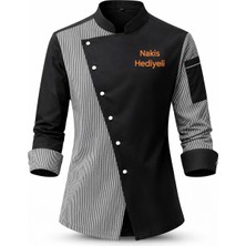Mekaizen Chef Ceketi – Aşçı Üniforması, Aşçı Gömleği Aşçı Forması Asimetrik Tasarım Nakış Hediyeli