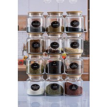 Naturelove 12’li Bambu Kapaklı, Etiket Hediyeli Baharatlık Takımı Baharat Seti 500ML
