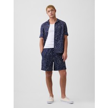 Gap Erkek Lacivert 7" Keten Karışımlı Easy Şort