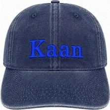 Tesbihane Unisex Vintage Beyzbol Şapkası - Isme Özel Nakışlı - Eskitme Kumaş - Lacivert - Metal Tokalı