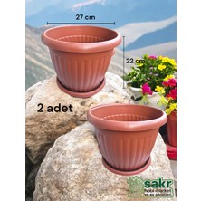 Empressco Büyük 7l Kiremit Rengi Saksı Çiftli Set, Şık ve Dayanıklı Tasarım
