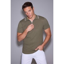 U.S. Polo Assn. Erkek Haki Slim Fit Polo Yaka Triko Tişört 50325116-VR027