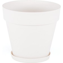 Empressco Beyaz Plastik Yalı Saksı, H:34CM, ÇAP:37CM, Şık ve Dayanıklı Tasarım