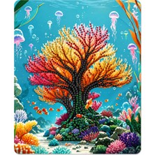 İğne İzi Hı Stone 5d Elmas Taş Işleme Kiti Tablo 21X25 cm Ağaç Desenli