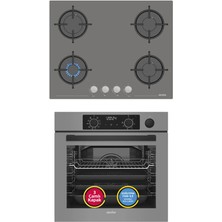 Simfer 11 Fonksiyon Steam Master Gri 2'li Ankastre Set (Fırın + Ocak)