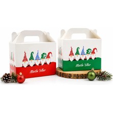 Repro Design Yılbaşı Temalı 10X14 cm Karton Hediye Kutusu 2 Adet - Mutlu Yıllar ve Happy New Year Kırmızı-Yeşil