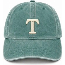 Tesbihane Isme Özel Harf Nakışlı Haki Vintage Stil Eskitme Kumaş Ayarlanabilir Unisex Beyzbol Şapkası