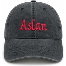 Tesbihane Isme Özel Nakışlı Siyah Vintage Stil Eskitme Kumaş Ayarlanabilir Unisex Beyzbol Şapkası