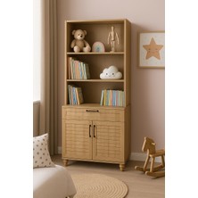 Arion Kids Pera Wood MDF Kapaklı Şifonyer ve Kitaplık Set | REHAU Kaplama Kapak ve Çekmeceler | Ağaç Ayaklar