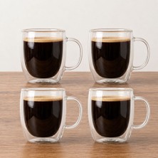 4 Adet Çift Cidarlı Kahve Bardağı 250 ml