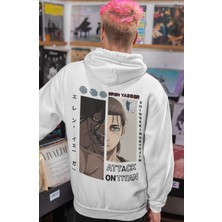 Sevbano Attack On Titan Eren Yeager Anime Sırt Baskılı Unisex Oversize Penye Hoodie