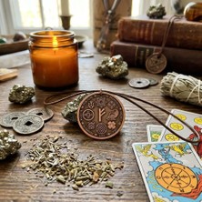 Zib Grips Velvet Copper Fehu Rünü Bolluk Tılsımı Saf Bakır El Yapımı Boho Kolye Spiritüel Hediye Unisex