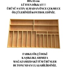 80X45 cm Ayfiwood Ahşap Kaşıklık Çekmece Içi Yemek Takımı ve Servis Gereçleri Düzenleyici Organizer
