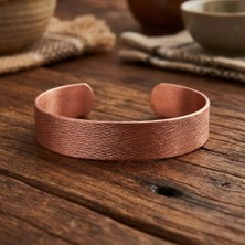 Zib Grips Velvet Copper Çizgisel Desen Saf Bakır El Yapımı Boho Bilezik Spiritüel Hediye Unisex