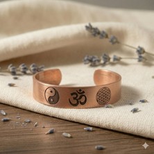 Zib Grips Velvet Copper Om Yin Yang Yaşam Çiçeği Saf Bakır El Yapımı Boho Bilezik Spiritüel Hediye Unisex