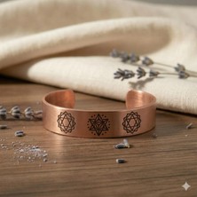 Zib Grips Velvet Copper Merkaba Saf Bakır El Yapımı Boho Bilezik Spiritüel Hediye Unisex