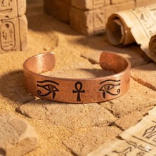 Zib Grips Velvet Copper Ankh ve Horus Gözü Saf Bakır El Yapımı Boho Bilezik Spiritüel Hediye Unisex