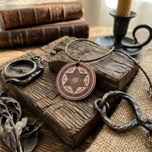 Zib Grips Velvet Copper Süleyman Mührü Saf Bakır El Yapımı Boho Kolye Spiritüel Hediye Unisex