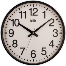 Klik Simplex Siyah Çerçeveli Sessiz Akar Mekanizmalı Dekoratif Duvar Saati