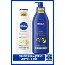 Nivea Q10 Sıkılaştırıcı Vücut Bakım Sütü 400ml ve Losyon 250ml, C Vitamini, Nemlendirici, İkili Paket, Kuru ve Normal Cilt