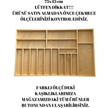 Ayfiwood 75X45 cm Masif Ahşap Kaşıklık Çekmece Içi Yemek Takımı ve Servis Gereçleri Düzenleyici Organizer