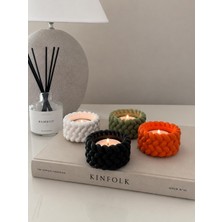 Yasmella Home Örgü Dokulu El Yapımı Mumluk Seti