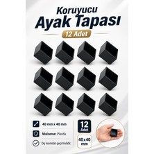 Nzb Kare Profil Dış Takoz (40X40 Mm) Masa Sandalye Sehpa Tapası Tıpa Papuç Parke Zemin Koruyucu 12 Adet