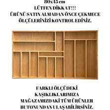 Ayfiwood 80X45 cm Masif Ahşap Kaşıklık Çekmece Içi Yemek Takımı ve Servis Gereçleri Düzenleyici Organizer
