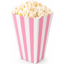 Borapack Popcorn Kutusu Pembe Çizgili 8 Adet