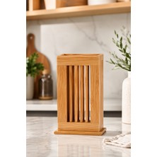 Emba Home Bambu Kaşıklık Mutfak Düzenleyici Ahşap Kaşık Standı Tezgah Üstü Organizer 15X10 cm