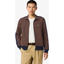 Lacoste Men's Regular Fit Zip Up Monogram Sweatshirt Erkek Tam Fermuarlı Logolu Sweatshirt Kahverengi
